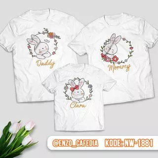 Baju Kaos Couple Keluarga | Kaos Couple Family | Kaos Motif Bunny NW 1881 | Gratis Ganti Nama