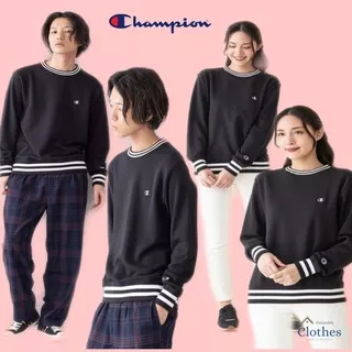 Crewneck Champion Original Cotton Rib Basic Logo - Jaket Sweater Sweatshirt Polos Wanita Pria Unisex