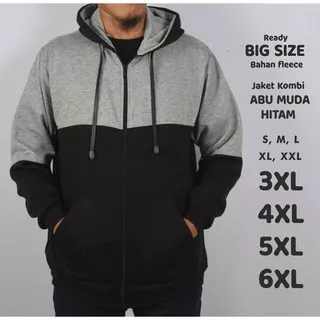 Jaket Abu Muda Hitam Hoodie Jumbo Big Size S M L XL XXL 3XL 4XL 5XL Fleece Premium Pria Wanita
