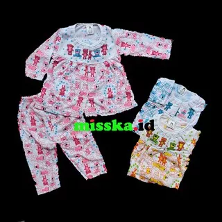 MPY11 Setelan Baju Panjang Bayi Motif Boneka Beruang Yeiko Piyama Baju Tidur Anak Murah