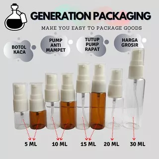 Botol Pump Kaca 5ml 10ml 15ml 20ml 30ml / Botol Serum Pump Treatment / Botol Kosmetik Share in Jar