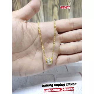 kalung xuping litoin full zirkon lapis emas 24karat