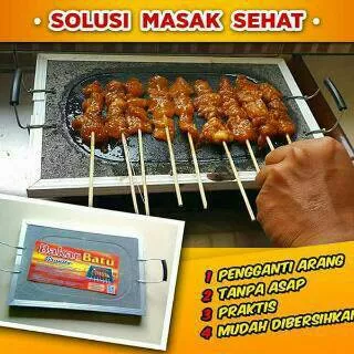 Batu Bakar Granit Alat Pemanggang Alami Granito Diet Sehat | Masak Sate Grilled Packing Aman