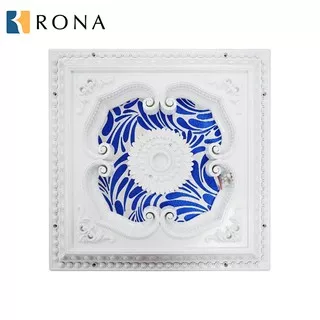 60CM*60CM Ornamen Lampu Artistik Plafon Gypsum Panel Bahan ABS Segi Empat Putih Biru RONA CFP0612