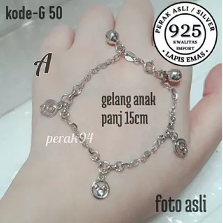 GELANG ANAK PERAK ASLI 925 LAPIS EMAS/GELANG NORI/GELANG BAYI/GELANG ANAK/GELANG TANGAN BABY/GELANG KAKI ANAK/GELANG MIKI/GELANG HELLO KITY/GELANG BULAN BINTANG/GELANG PERAK ANAK BAYI