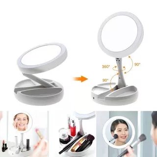 trendyyou99_ | COD Ring light / Kaca LED / Cermin Lipat LED Mirror Lipat Portable Kaca Rias Make Up