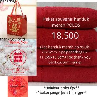 Souvenir handuk teapai / souvenir tingjing (handuk merah polos)