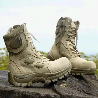 Sepatu pdl pol pp pns kemhan tactikal boots safety kulit suede asli gurun sahara pdl pria wanita