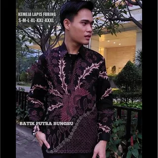 MURAI HITAM Kemeja Batik Pria Full Furing Bahan Katun Halus Primisima