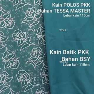 Kain BATIK PKK Nasional  Seragam Batik PKK Biru Tosca Kain Batik BSY dan polos Tesa -50cm