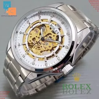 Jam Tangan Rolex Pria Original Automatic Classical Rantai Fullsilver Steinleis Steel 4,2cm Semi Super   {Free box}