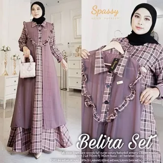 Baju Gamis Wanita Muslim Belira Set Maxy Fashion Perempuan Dewasa Remaja Cewek Putri Ibu Modern Terbaru Pakaian Setelan Muslimah Busana Pesta Kondangan Modis Kekinian Inner Maxi Busui Linen Zara Wood Garis Kotak Outer Ceruty Babydoll Polos Best Seller COD