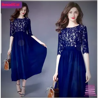 Dress Wanita Korea Brukat Casual Korean Style Murah Terbaru Alegria