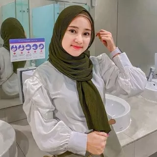 ALEEYA ATASAN BLOUSE MODEL BAJU TANGAN BALON WARNA PUTIH TULANG KEKINIAN TERMURAH TERBARU ALA KOREA