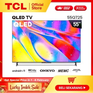 TCL 55 inch QLED Android 11 TV 4KUHD HDR 10-Dolby Atmos/Vision-MEMC-HFVC 2.0- Onkyo-HDMI 2.1 55Q725