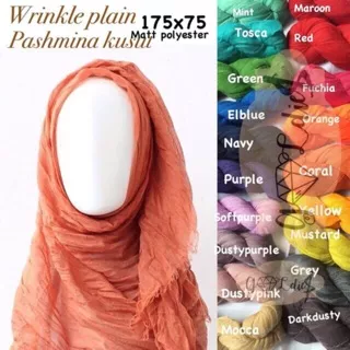 Pashmina Kusut Tepi Rawis Bahan Polyester PREMIUM