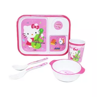 Vanda Hello Kitty Set Tempat Makan Anak Melamin - Pink