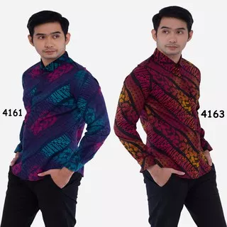 Kemeja Batik Pria Lengan Panjang Long Batik Gradasi Songket 4161 & 4163 Slimfit Murah Distro