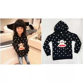 Sweater Hoodie Anak Polka Love Black Paul Frank Import KT267