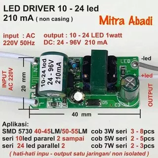 Original LED Driver 10-24x1 Watt 210 mA AC-DC Tanpa Casing Original