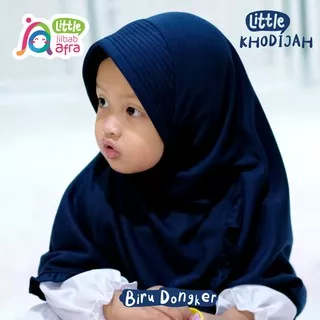 Jilbab Instan Anak Little Khodijah Biru Dongker - Little Jilbab Afra - Bahan Kaos, Adem & Lembut