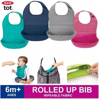 Oxo tot roll up bib celemek makan bayi bisa di lipat slaber slabber  travelling baby bib