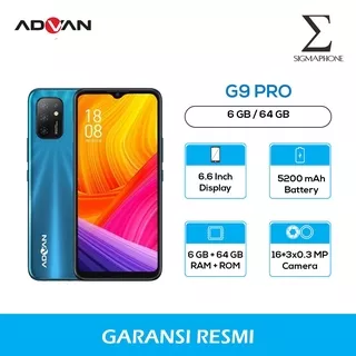 ADVAN G9 PRO 4K GAMING RAM 6GB/64GB HD+ 6.6 INCH QUAD CORE CAMERA HP ANDROID 10 4G LTE BERGARANSI