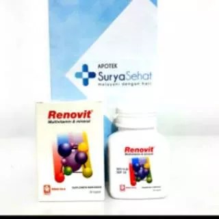 Renovit 1 strip isi 4 kaplet Multivitamin dan Mineral BEBAS GULA Konimex