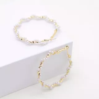 ISADORA - Gold Plated Hoops Gold and Pearl Spiral Earring