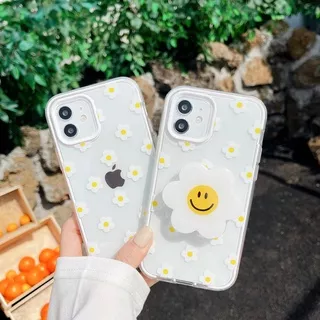 Summer daisy flowers yellow Phone Case Transparent for iPhone 13 11 12 6 7 8 9 X Max XR Plus case with stand