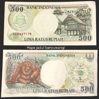 ?????Uang kertas asli 500 rupiah gambar monyet 1992 seperti baru