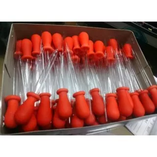 Pipet Tetes Kaca Pendek Merah isi 100