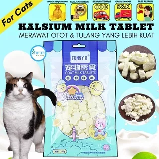 Snack Kalsium Susu Kambing Untuk Anabul Anjing dan Kucing 100 gr Treat Tablet Cemilan Sehat Susu Kambing Segar / Pet Cat FEFARM