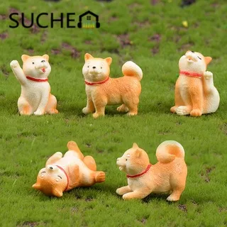 SUCHEN 1 PC DIY Dog Figurine Micro Landscape Animal Model Miniature Akita Bonsai Ornament Home Decor Fairy Garden Puppy