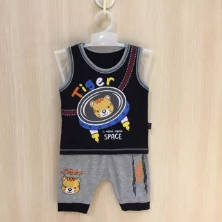 Setelan kaos Baju anak / Bayi Laki-Laki Cowok usia 3 4 5 6 7 8 9 10 11 12 bulan setahun 1 tahun celana joger t-shirt t shirt Tiger on space singlet set
