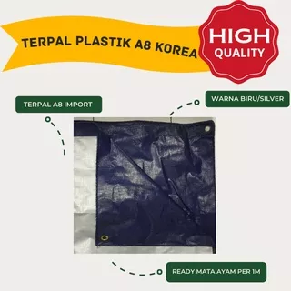 Terpal Plastik A8 Korea / Terpal Jadi Biru Silver (Ukuran Variasi 5x6 5x7 6x8 6x9)