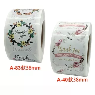 500pcs/roll Round Thank You Handmade Crafts Decorative Flowers Rolls Self-adhesive Sealing Labels Stickers Office Stationery Autumn Flowers