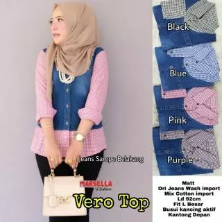 Vero Top blouse Baju Atasan Wanita Bahan Jeans Kualitas Oke By Marsela