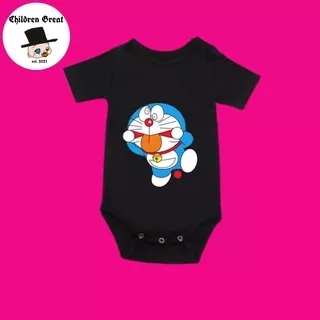 kaos baju bayi DORAEMON tshirt kartun kucing tee jumper baby kids kaus pendek usia 0 1 2 3 4 5 6 7 8 9 10 11 12 bulan sampai umur 1 tahun adem jumpsuit babysuit romper bodysuit anak kecil hitam pria wanita vintage unisex laki laki perempuan