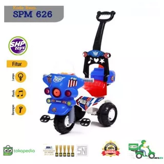 SPM 626 - SHP TOYS - Mainan Anak Maenan Sepeda Roda Tiga Bike Polisi Dorong Tricycle