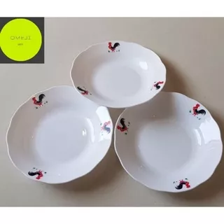 Piring Ayam Jago ( Semi Melamine ) Tebal dan Mengkilat - Piring plastik - piring murah - ayam jago - tempat makan - piring lucu - piring unik - piring motif - piring viral - piring restoran