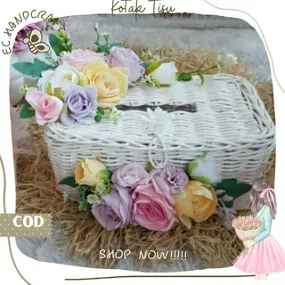 Tempat Kotak Tissue Putih Bunga Custom Box tissue Dekorasi Hiasan Rumah Homedecor