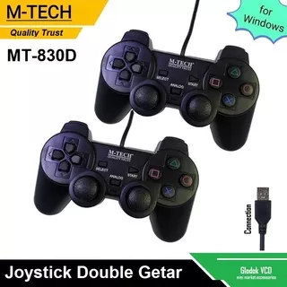 Gamepad Double Getar Black Joystick Stik for Computer PC Laptop M-Tech