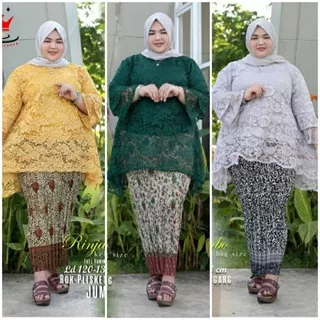 Kebaya Jumbo - Kebaya Rinjani Jumbo - kebaya size Big -  Setelan Kebaya warna silver gold hijau