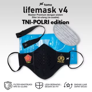 MASKER TOMO LIFEMASK TNI POLRI V3 FILTER N95 KARBON AKTIF PREMIUM | BEBAS NAFAS | MASKER JOKOWI