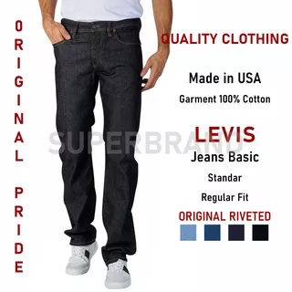 Levis 505 Reguler Pants ( Celana Jeans Pria Model Standar ) Ukuran 28-38 Warna Hitam / Garmen / Biru Muda / Biru Tua