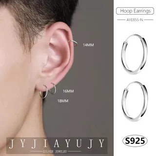 ?J&Y SILVER??In Stock?100% Sterling Silver S925 Earrings Hoop Earrings The Circle Jewelry Gift 07
