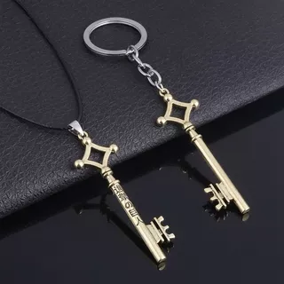 Kalung Tali Kulit Warna Hitam Dengan Liontin Bentuk Kunci Attack On Titan Eren Jaeger