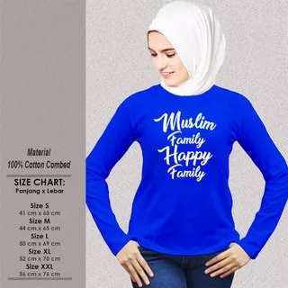 Kaos Muslim Wanita Panjang SP-WLMSAK375 MUSLIM FAMILY HAPPY FAMILY Baju Muslimah