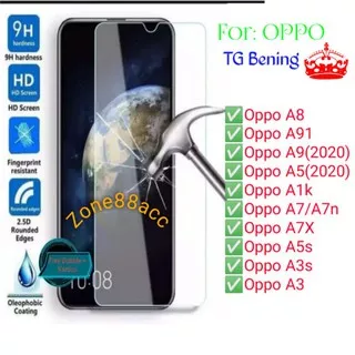 Oppo A8 A91 A5 A9 2020 A1k A7 A7n A7x A5s A3s A3 Antigores Bening Tempered Glass Screen protector TG